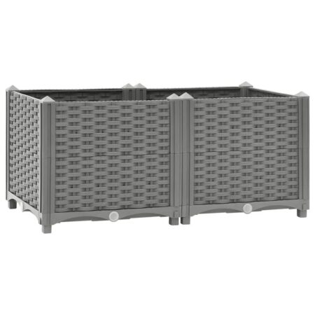 Højbed 80×40×38 cm i polypropylen - lysegrå rattanlook