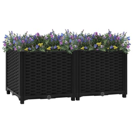 Højbed 80×40×38 cm - sort polypropylen plantekasse