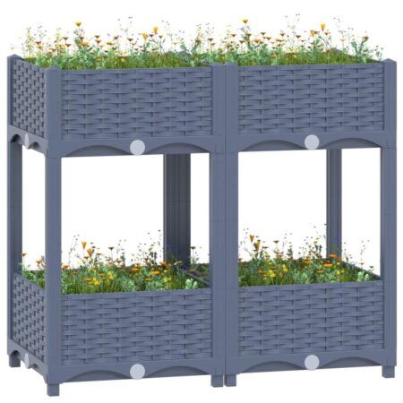 Højbed 80×40×71 cm - plantekasse i polypropylen, blågrå