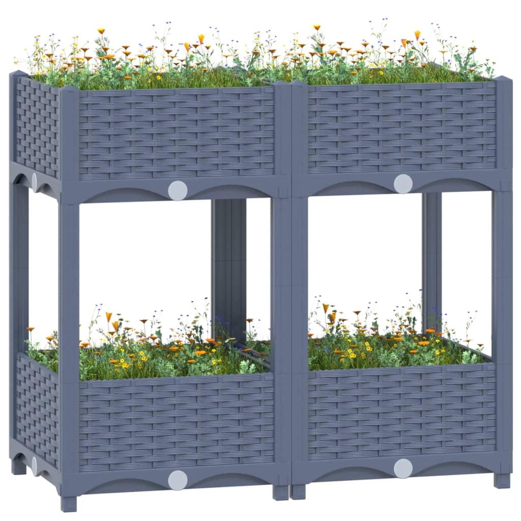 Højbed 80×40×71 cm - plantekasse i polypropylen, blågrå Højbed 80×40×71 cm - plantekasse i polypropylen, blågrå