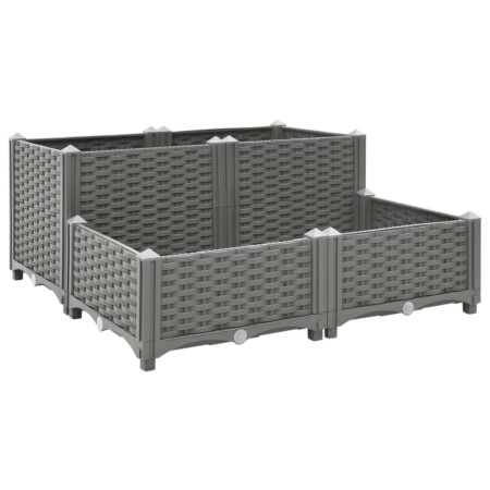 Højbed 80×80×38 cm i polypropylen - lysegrå rattanlook