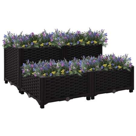 Højbed 80×80×38 cm - sort polypropylen plantekasse