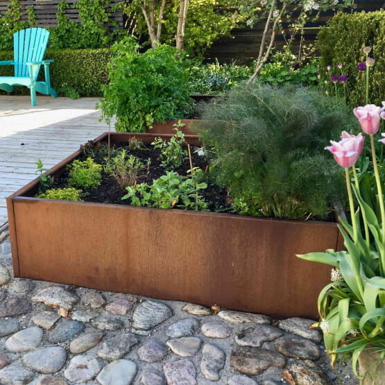 Højbed Bredde 120 H40 – flere længder – Corten-40 cm-Uden flamingo-Uden