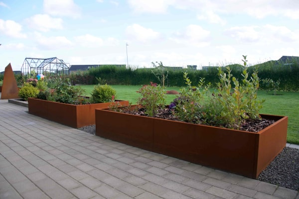 Højbed Bredde 80 H40 - flere længder - Corten-40 cm-Uden flamingo-Uden sneglekant Højbed Bredde 80 H40 - flere længder - Corten-40 cm-Uden flamingo-Uden sneglekant