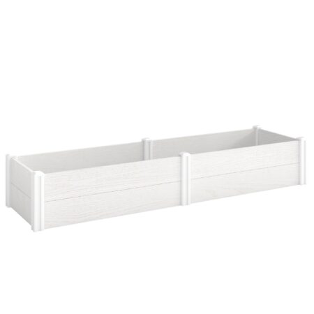 Højbed af plastik, stikbart plantebed med gør-det-selv-montering, kold ramme, 197 x 54 x 33 cm, hvid