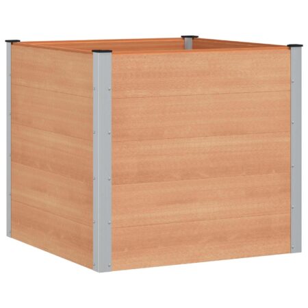 Højbed i WPC og aluminium - brun 100 × 100 × 91 cm