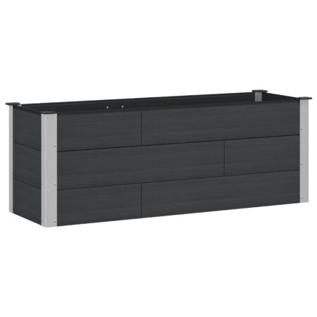 Højbed i WPC og aluminium - sort 150 × 50 × 54 cm