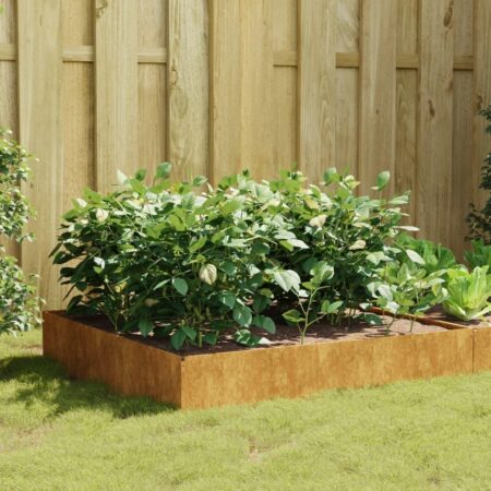 Højbed i cortenstål 100 x 100 x 33,5 cm - rustfarvet plantekasse