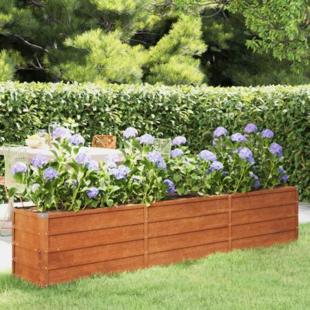Højbed i cortenstål 240×40×45 cm - rustfarvet plantekasse