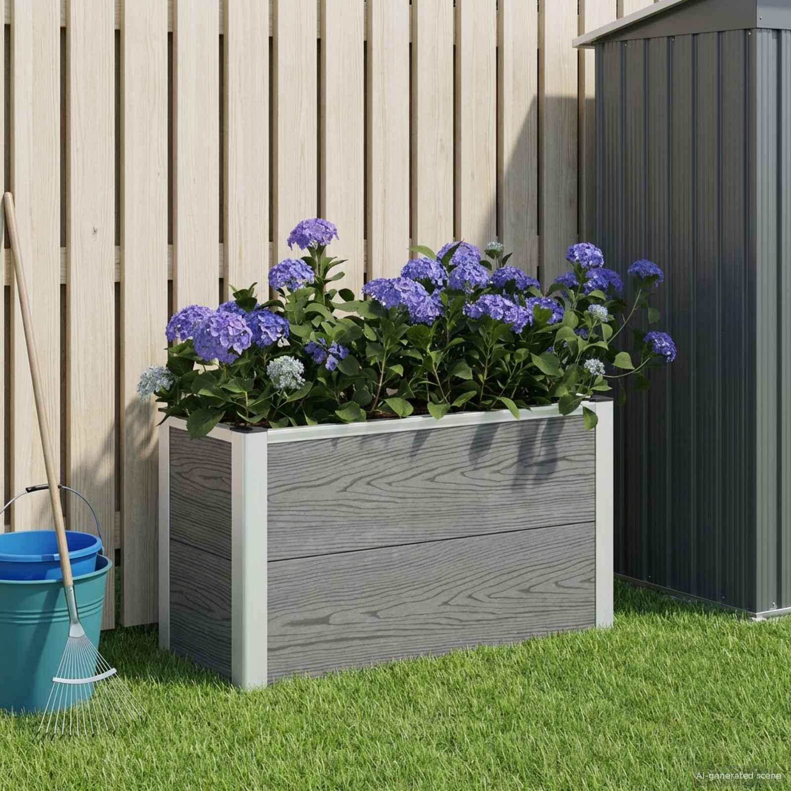 Højbed i grå WPC og aluminium - 75 × 30 × 42 cm Højbed i grå WPC og aluminium - 75 × 30 × 42 cm