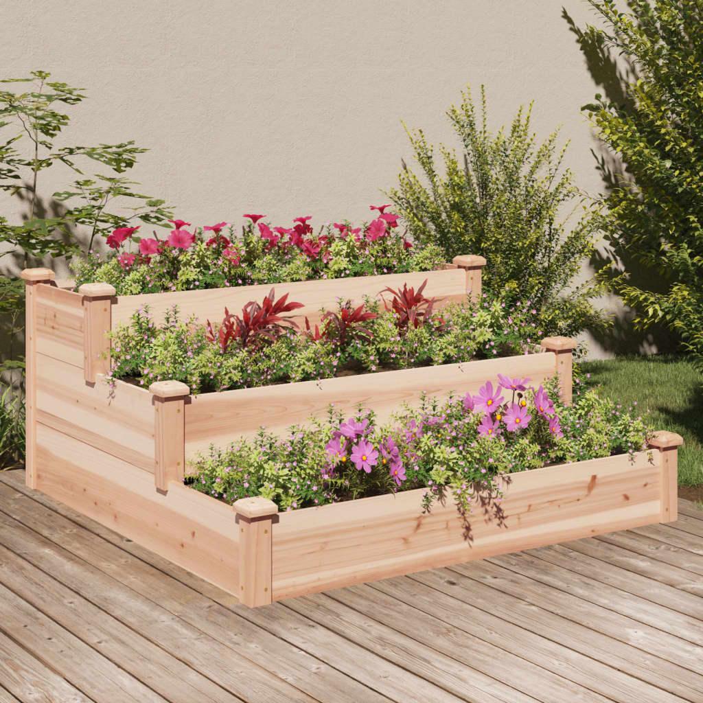 Højbed i massivt fyrretræ - 120 × 120 × 56 cm, 3 niveauer Højbed i massivt fyrretræ - 120 × 120 × 56 cm, 3 niveauer