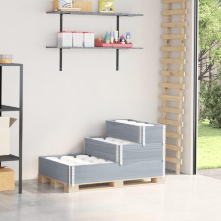Højbed i massivt fyrretræ - 120 × 80 cm, 3 niveauer, grå