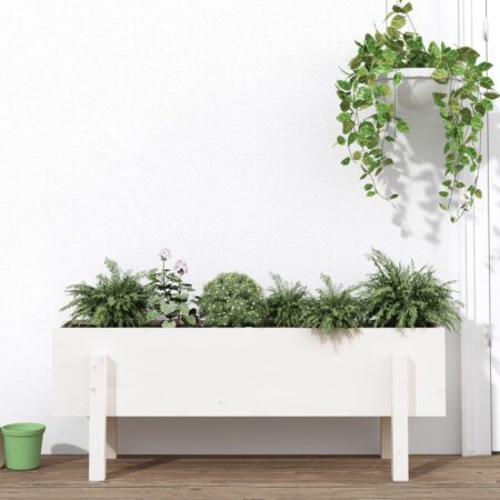 Højbed i massivt fyrretræ - hvid, 101×30×38 cm
