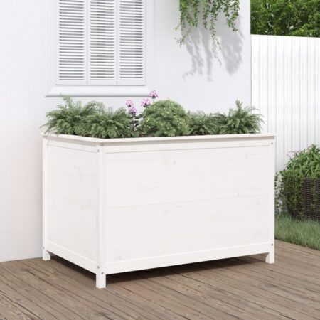 Højbed i massivt fyrretræ - hvid 119,5 × 82,5 × 78 cm