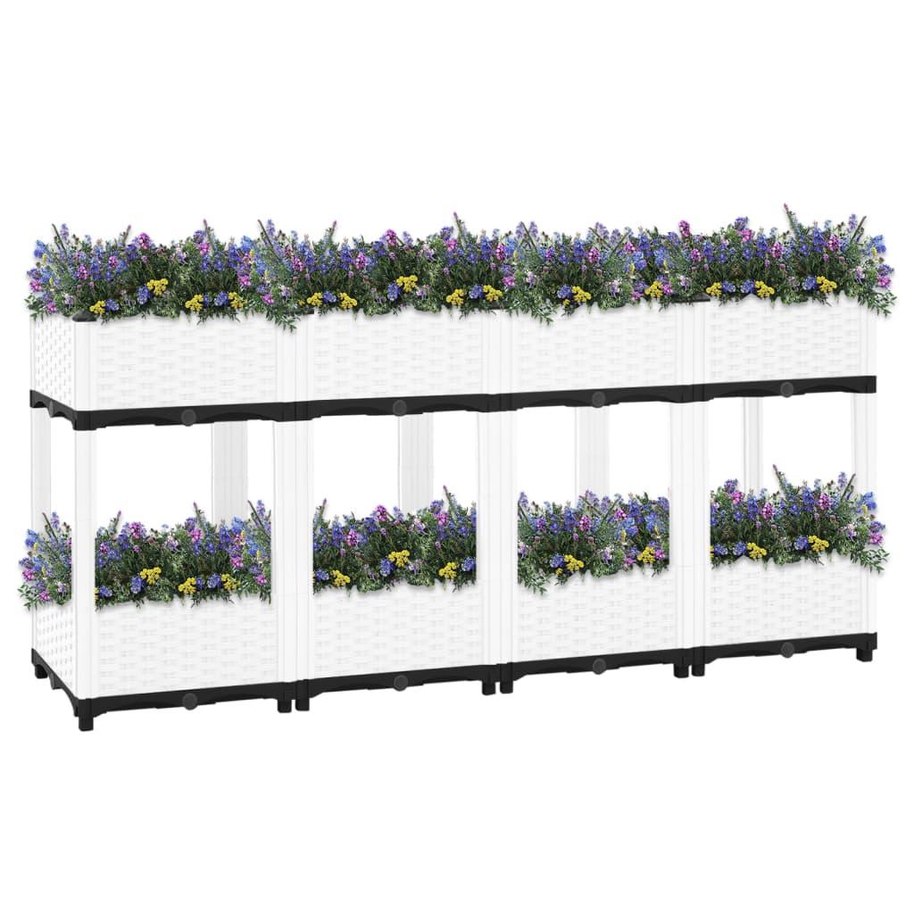 Højbed i polypropylen 160 × 40 × 71 cm - hvid plantekasse i rattanlook Højbed i polypropylen 160 × 40 × 71 cm - hvid plantekasse i rattanlook