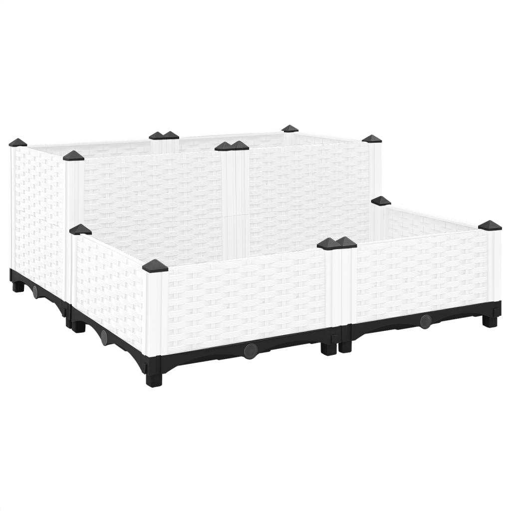 Højbed i polypropylen 80 × 80 × 38 cm - hvid plantekasse i rattanlook Højbed i polypropylen 80 × 80 × 38 cm - hvid plantekasse i rattanlook