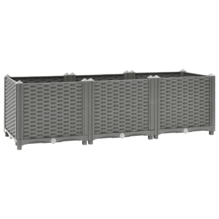 Højbed i rattanlook 120 × 40 × 38 cm - lysegrå polypropylen