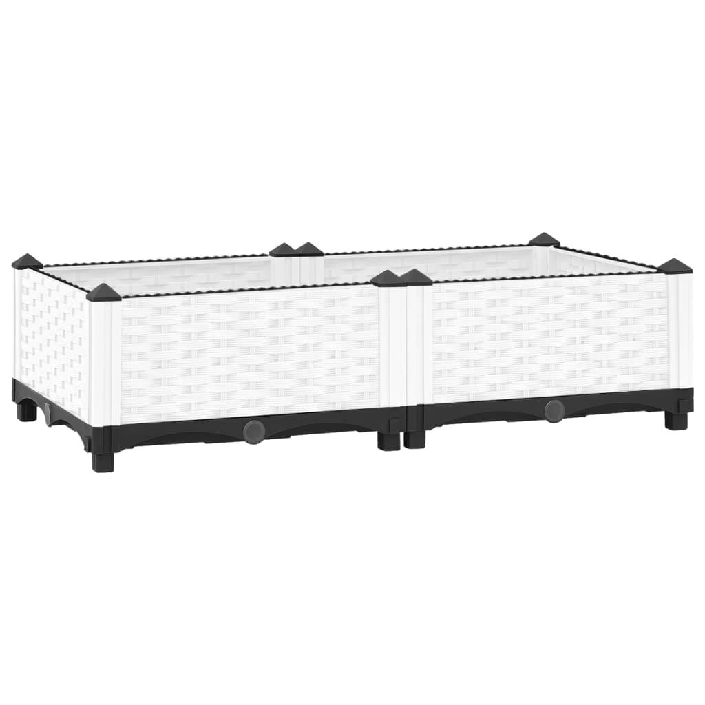 Højbed i rattanlook 80 × 40 × 23 cm - hvid polypropylen Højbed i rattanlook 80 × 40 × 23 cm - hvid polypropylen