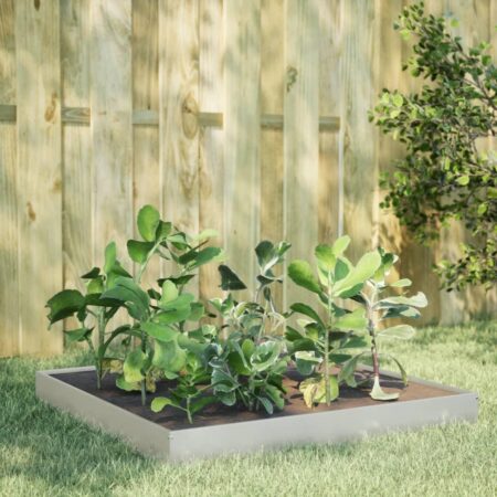 Højbed i rustfrit stål 100 × 100 × 18,5 cm - firkantet plantekasse