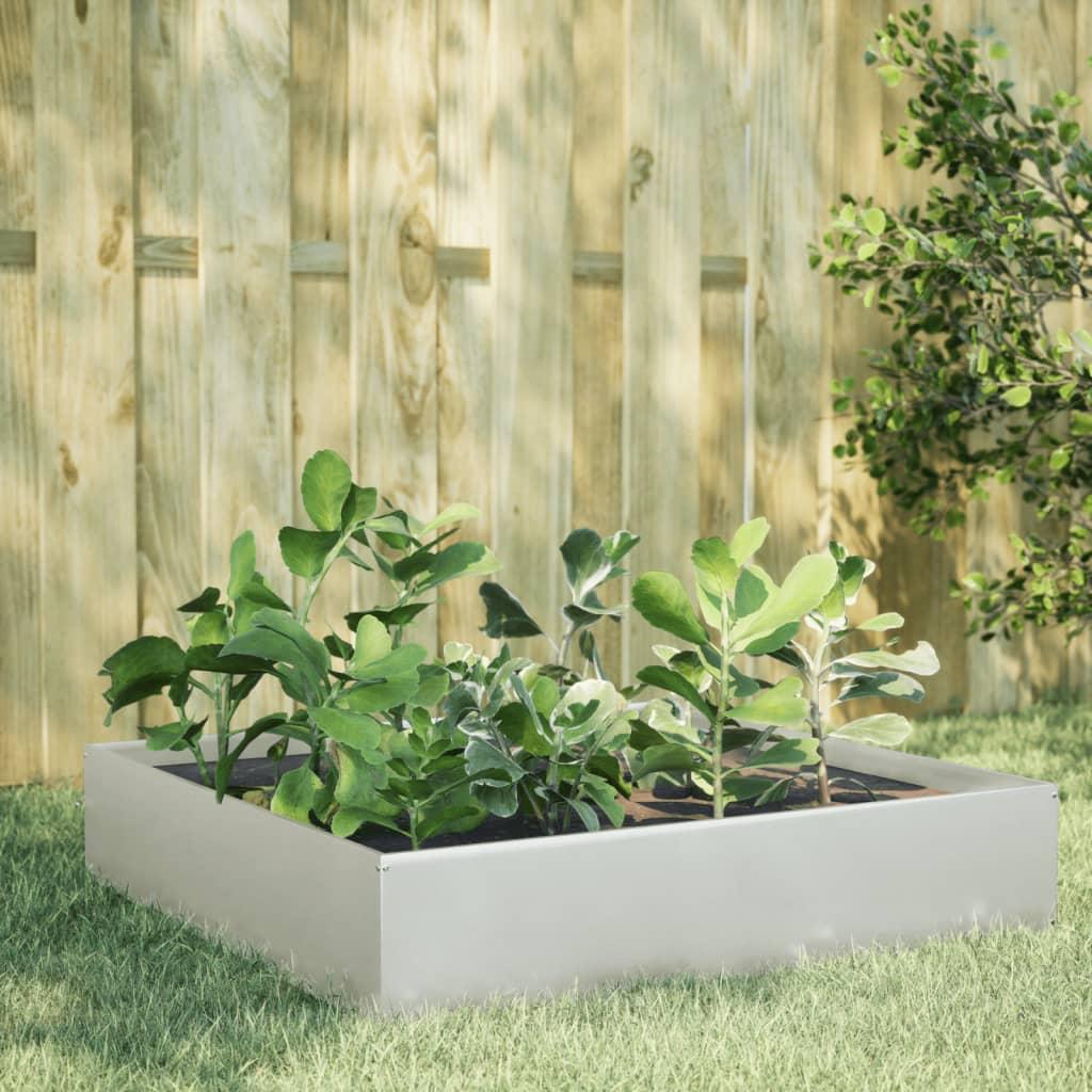 Højbed i rustfrit stål 100 × 100 × 33,5 cm - firkantet plantekasse Højbed i rustfrit stål 100 × 100 × 33,5 cm - firkantet plantekasse
