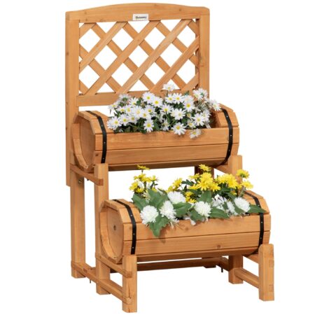Højbed i rustikt design, plantekasse, inklusive espalier, vejrbestandigt, behandlet massivt træ