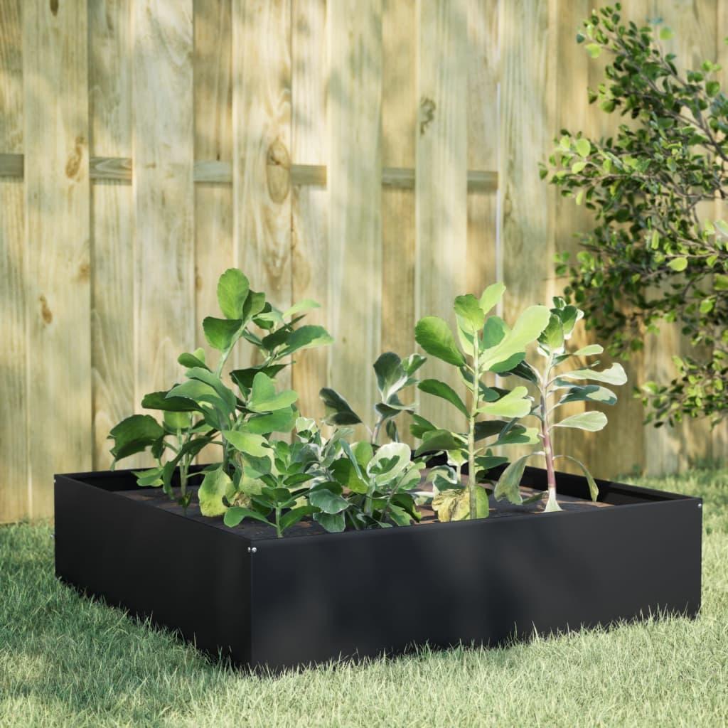 Højbed i stål - 100 x 100 x 41 cm, sort firkantet plantekasse Højbed i stål - 100 x 100 x 41 cm, sort firkantet plantekasse