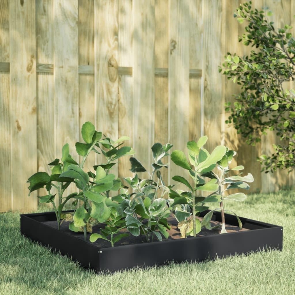 Højbed i stål 100 × 100 × 26 cm - sort firkantet plantekasse Højbed i stål 100 × 100 × 26 cm - sort firkantet plantekasse