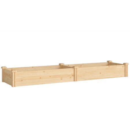Højbed i træ, plantebed med skillevæg, åben bund, kold ramme, havebed 235 x 66 x 26 cm, naturtræ
