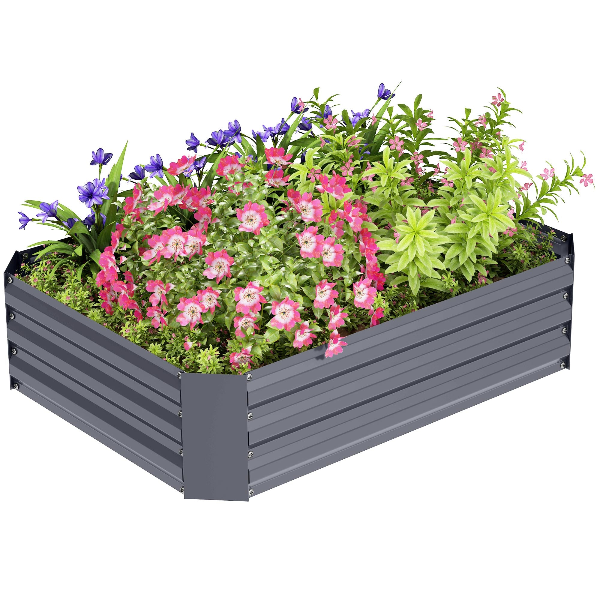 Højbed lavet af galvaniseret stål, havebed, plantekasse til haven, blomsterkasse, 120 x 90 x 30 cm, mørkegrå Højbed lavet af galvaniseret stål, havebed, plantekasse til haven, blomsterkasse, 120 x 90 x 30 cm, mørkegrå