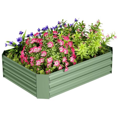 Højbed lavet af galvaniseret stål, havebed, plantekasse til haven, blomsterkasse, 120 x 90 x 30 cm, mørkegrøn