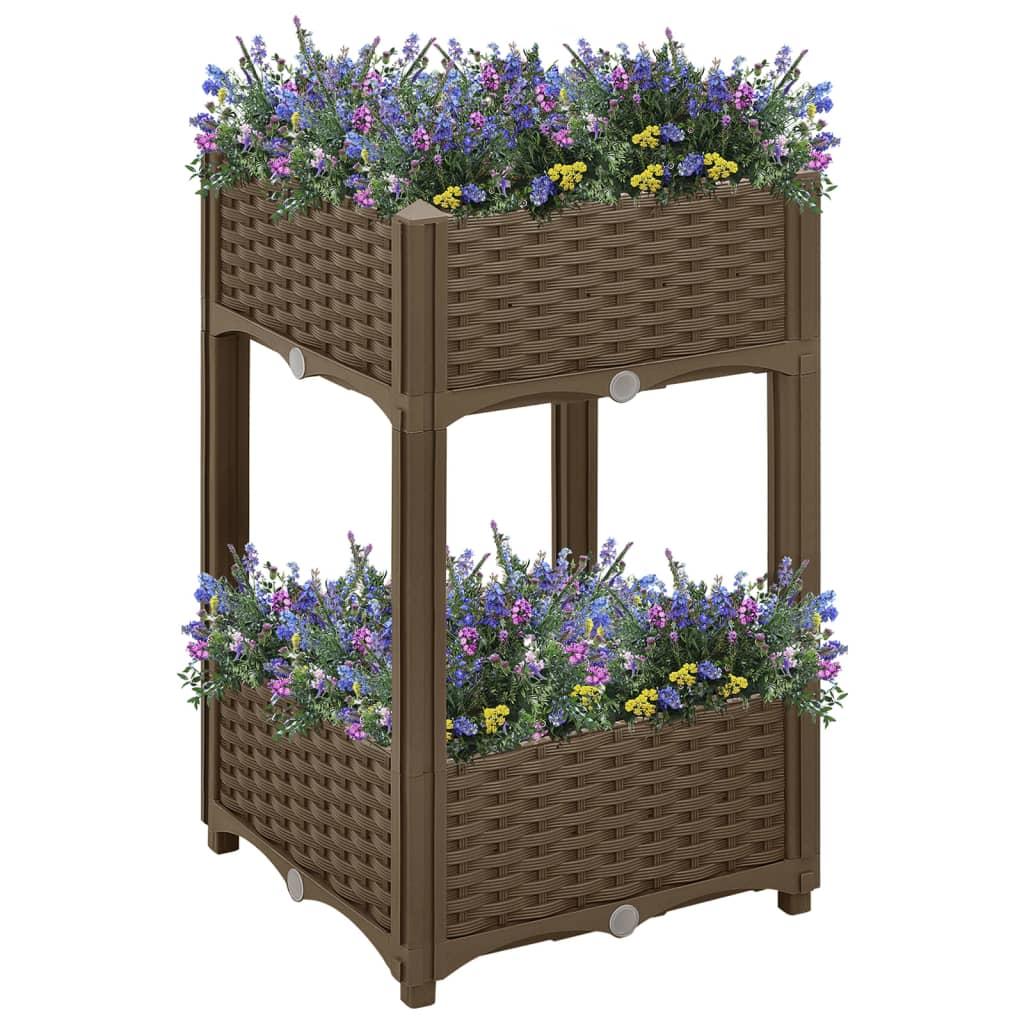 Højbed med 2 niveauer 40×40×71 cm - brun polypropylen Højbed med 2 niveauer 40×40×71 cm - brun polypropylen
