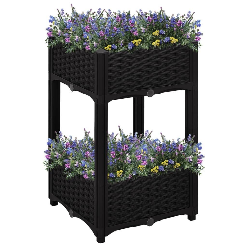 Højbed med 2 niveauer 40×40×71 cm - sort polypropylen Højbed med 2 niveauer 40×40×71 cm - sort polypropylen
