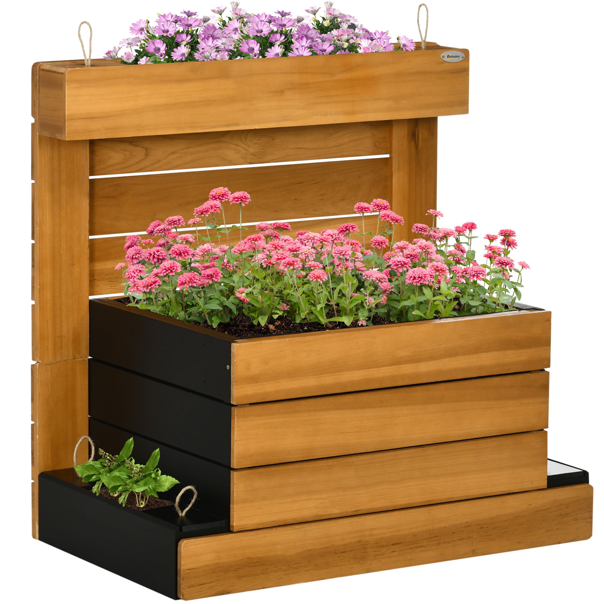 Højbed med 4 plantekasser, selvvandingssystem, fleecefor, vejrbestandig, 79,5 cm x 49,5 cm x 80 cm Højbed med 4 plantekasser, selvvandingssystem, fleecefor, vejrbestandig, 79,5 cm x 49,5 cm x 80 cm