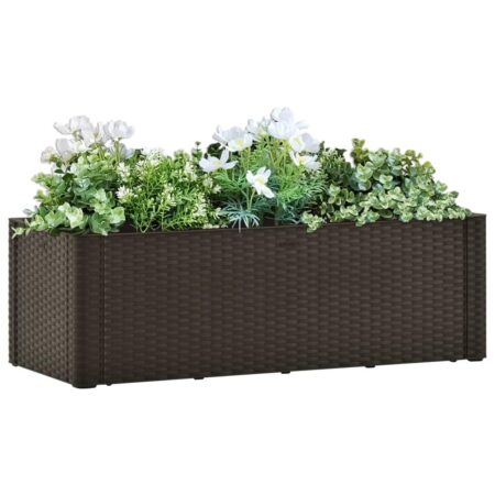 Højbed med automatisk vandingssystem 100×43×33 cm - mokkafarvet rattanlook