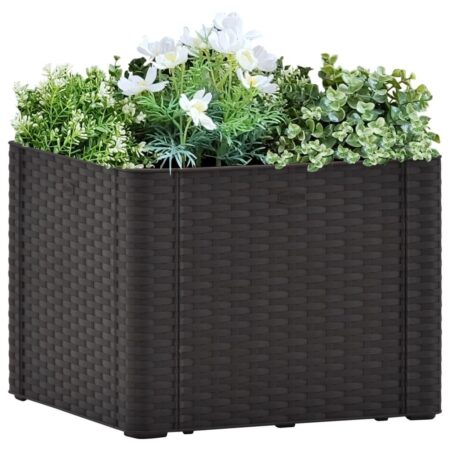Højbed med automatisk vandingssystem 43x43x33 cm antracitgrå