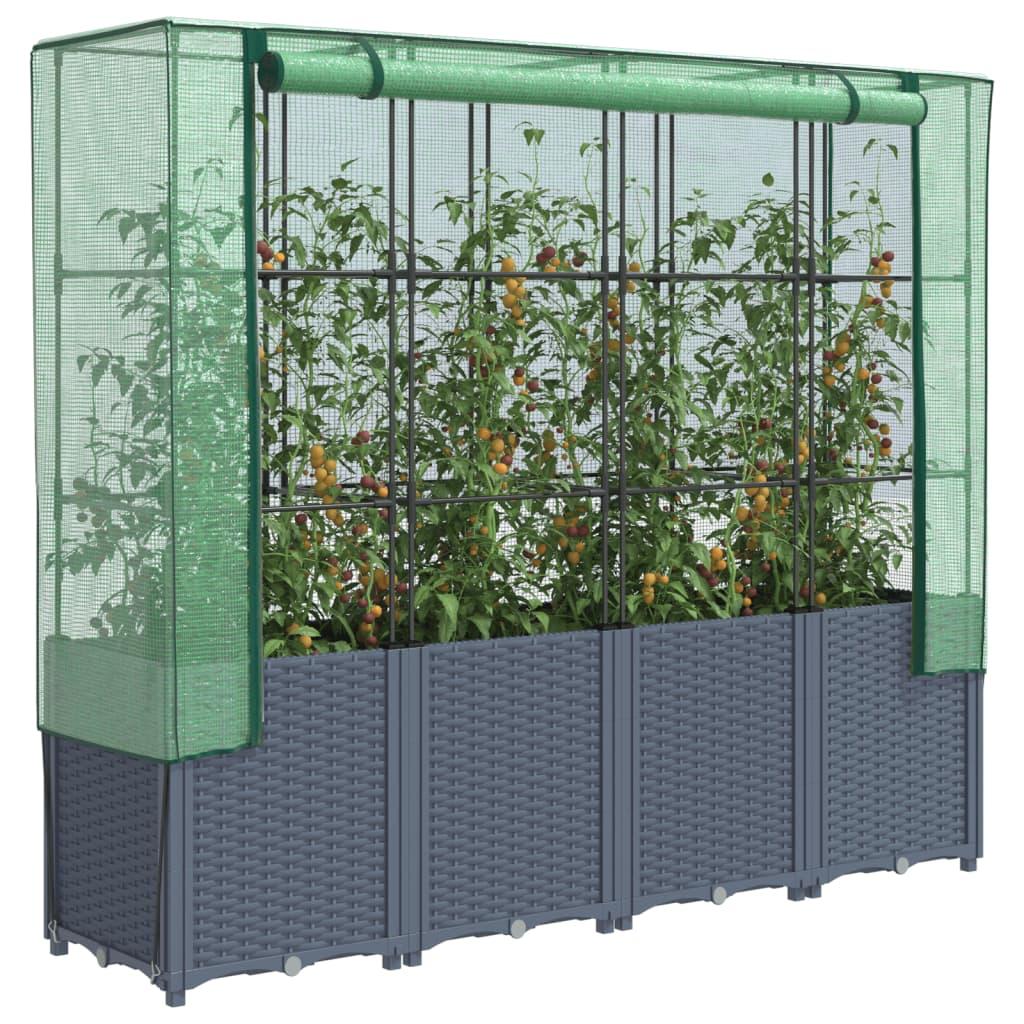 Højbed med drivhusovertræk i rattan-look - 160 × 40 × 153 cm Højbed med drivhusovertræk i rattan-look - 160 × 40 × 153 cm