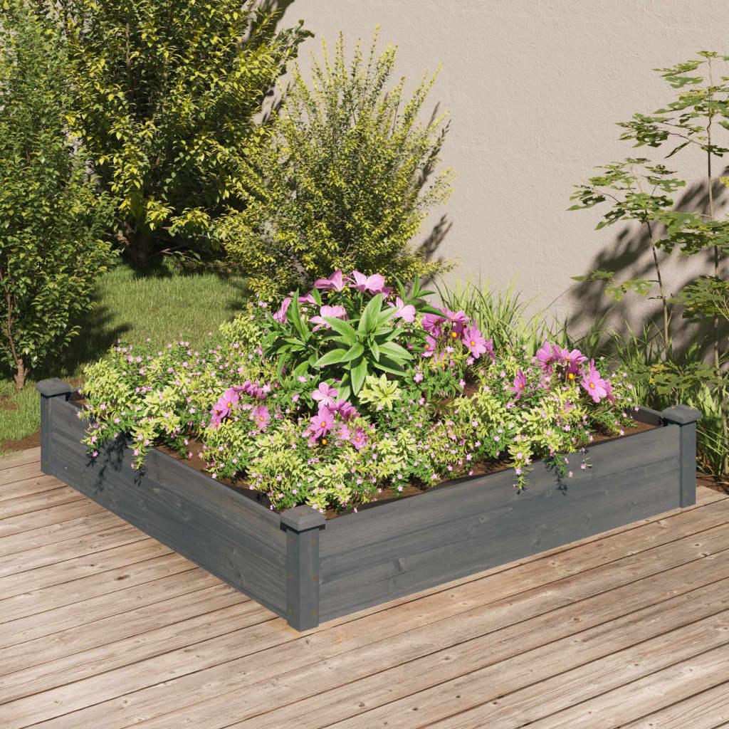Højbed med foring 120 × 120 × 25 cm - massivt fyrretræ, grå Højbed med foring 120 × 120 × 25 cm - massivt fyrretræ, grå