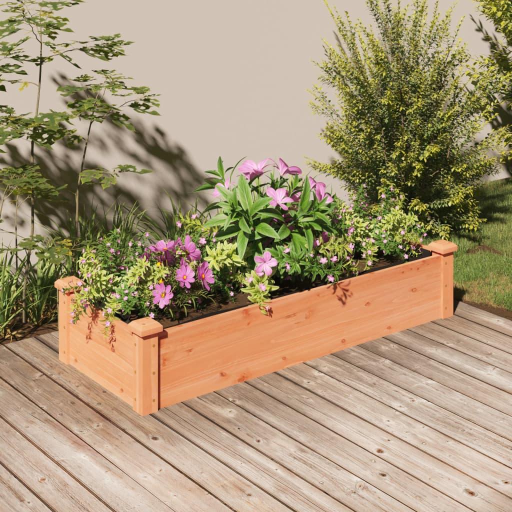 Højbed med foring 120×45×25 cm - massivt fyrretræ, brun Højbed med foring 120×45×25 cm - massivt fyrretræ, brun