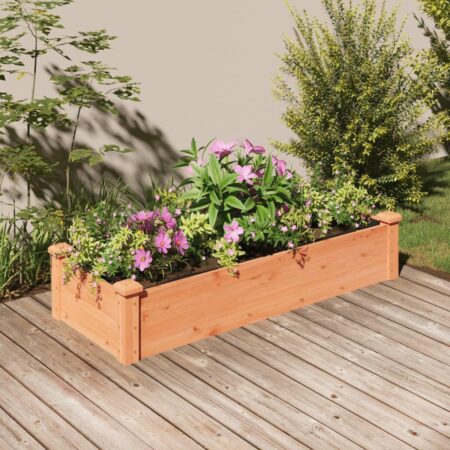 Højbed med foring 120×45×25 cm - massivt fyrretræ, brun