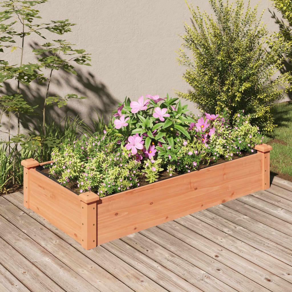 Højbed med foring 120×60×25 cm - massivt fyrretræ, brun Højbed med foring 120×60×25 cm - massivt fyrretræ, brun