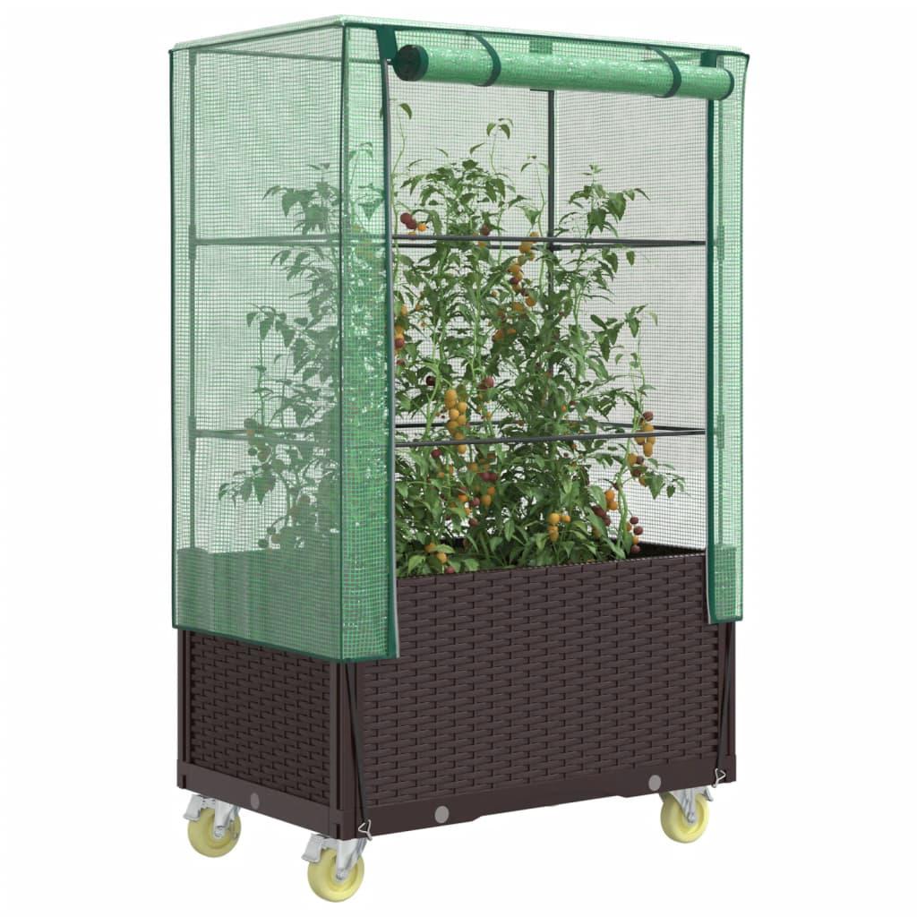 Højbed med overtræk og hjul 80x50x182 cm rattan-look Højbed med overtræk og hjul 80x50x182 cm rattan-look