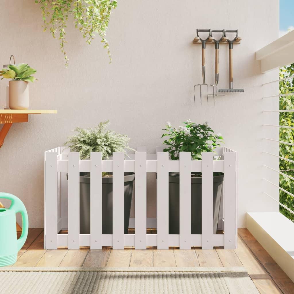 Højbed med stakitdesign 100×50×50 cm - massivt fyrretræ, hvid Højbed med stakitdesign 100×50×50 cm - massivt fyrretræ, hvid