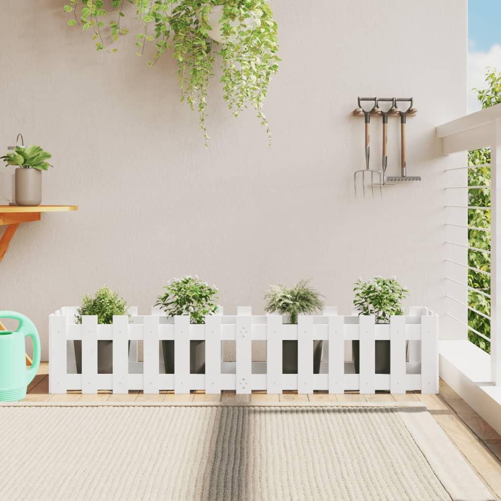 Højbed med stakitdesign 150×30×30 cm - massivt fyrretræ, hvid Højbed med stakitdesign 150×30×30 cm - massivt fyrretræ, hvid