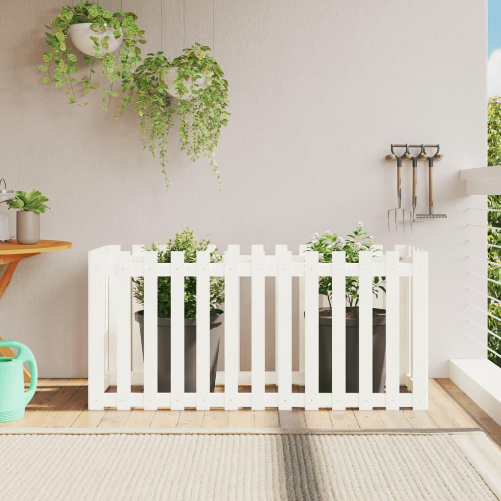Højbed med stakitdesign 150×50×70 cm - massivt fyrretræ, hvid Højbed med stakitdesign 150×50×70 cm - massivt fyrretræ, hvid