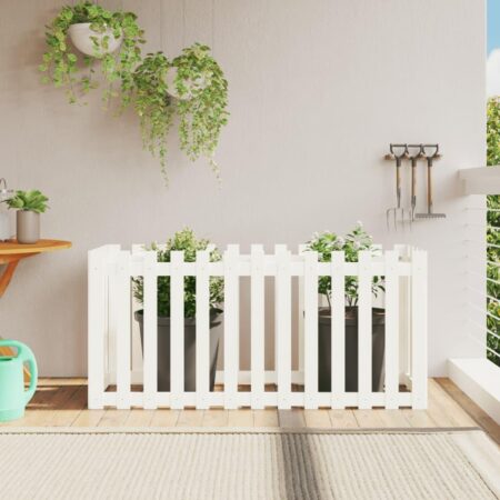 Højbed med stakitdesign 150×50×70 cm - massivt fyrretræ, hvid