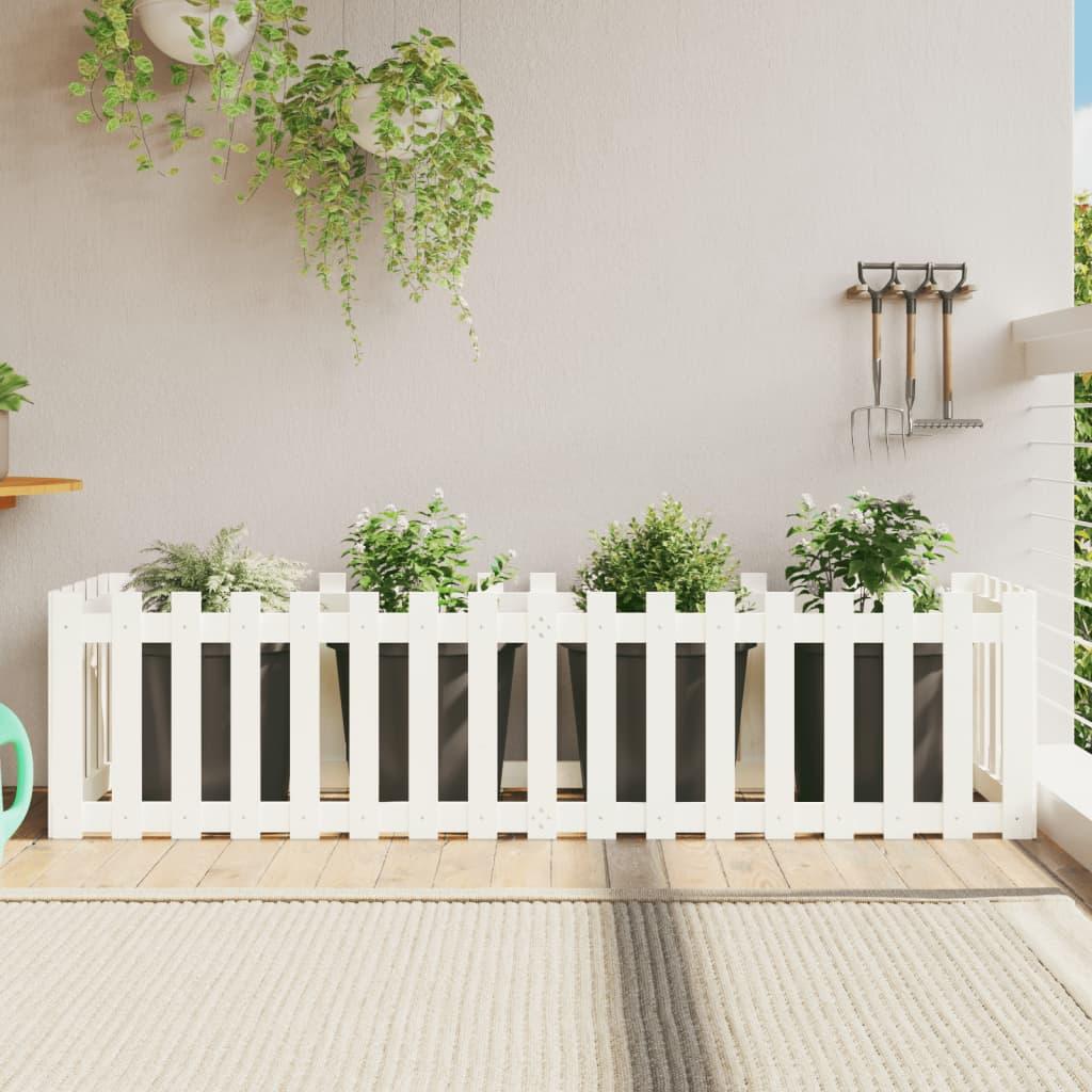 Højbed med stakitdesign 200x50x50 cm massivt fyrretræ hvid Højbed med stakitdesign 200x50x50 cm massivt fyrretræ hvid