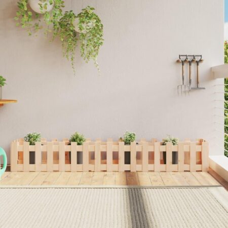 Højbed med stakitdesign 200×30×30 cm i massivt fyrretræ