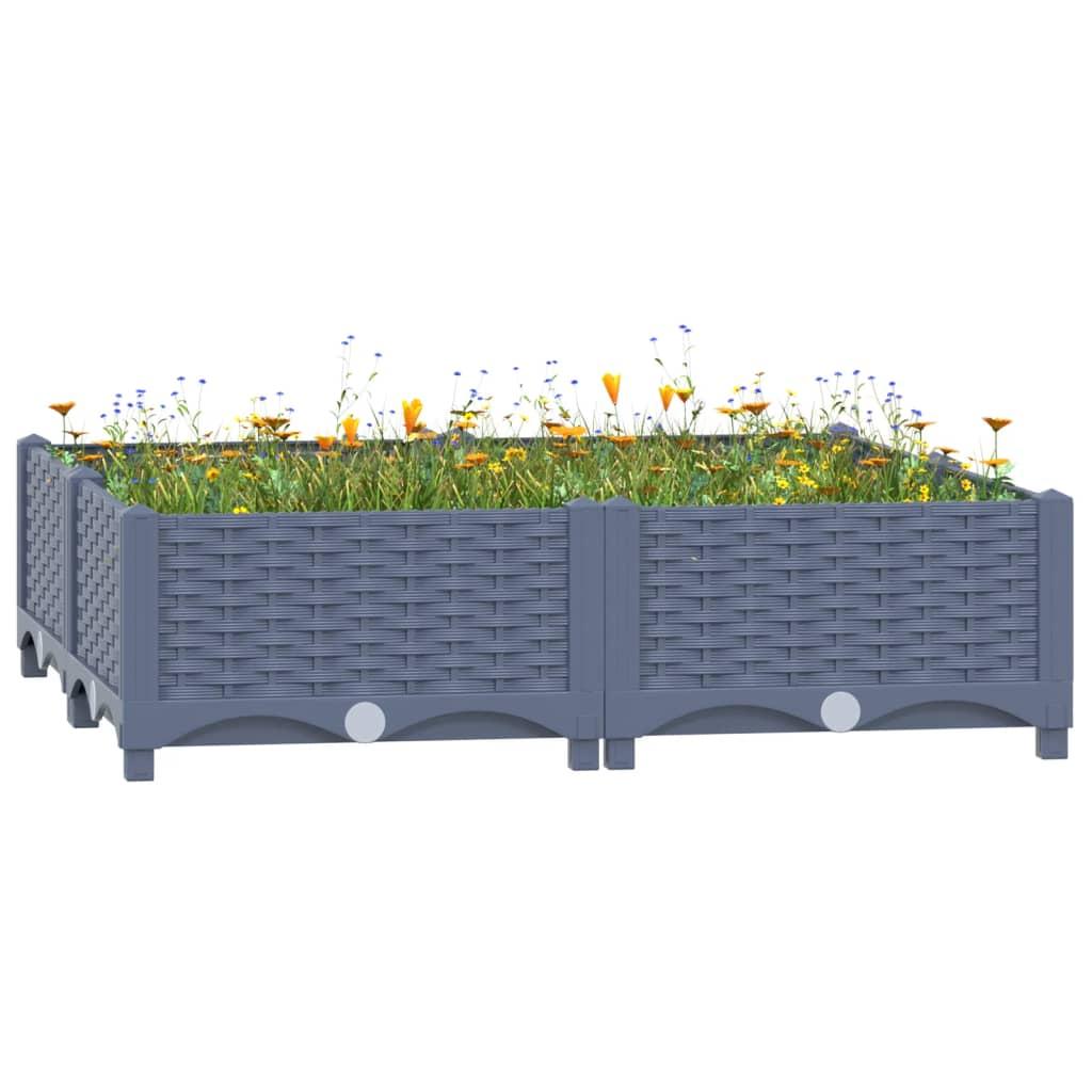 Højbed plantekasse 80 x 80 x 23 cm i polypropylen - blå grå Højbed plantekasse 80 x 80 x 23 cm i polypropylen - blå grå