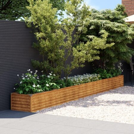 Højbed til haven 482 × 50 × 36 cm i cortenstål - lang plantekasse