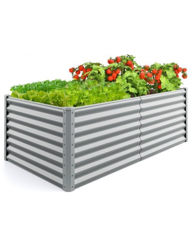 Højbed uden bund i metal H60 x B180 x D95 cm - Grå